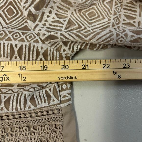 Chico's Women's Medium Tunic Textured Boho Heirloom Trim Casual Lightweight Top - Picture 6 of 10